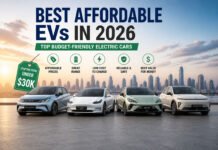 10 Best Affordable EVs to Buy in 2026 Under $40,000 Best affordable EVs in 2026 lineup showing budget electric cars under $30000 in modern city with focus on value and low cost ownership