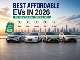 10 Best Affordable EVs to Buy in 2026 Under $40,000 Best affordable EVs in 2026 lineup showing budget electric cars under $30000 in modern city with focus on value and low cost ownership