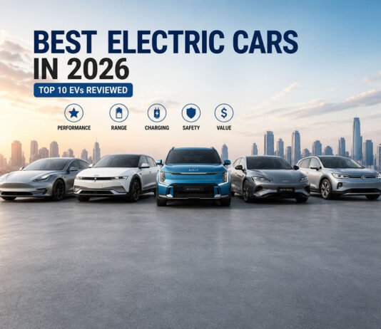 10 Best Electric Cars to Buy in 2026 Best electric cars in 2026 lineup showing top EV models in modern city with focus on performance range charging and value