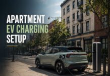 Apartment EV Charging Setup Guide: How to Charge an EV Without a Private Garage Editorial illustration discussing apartment EV charging setup