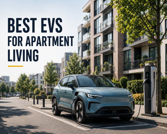 Editorial illustration discussing EV apartment living and public charging