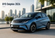 BYD Dolphin 2026 Review: Still Worth It? BYD Dolphin 2026 exterior compact electric hatchback in modern city setting