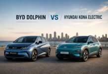 BYD Dolphin vs Hyundai Kona Electric 2026: Which Is Better? BYD Dolphin and Hyundai Kona Electric shown side by side in a clean featured image for an affordable EV comparison article.