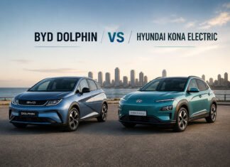 BYD Dolphin vs Hyundai Kona Electric 2026: Which Is Better? BYD Dolphin and Hyundai Kona Electric shown side by side in a clean featured image for an affordable EV comparison article.