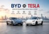 BYD vs Tesla: Which EV Brand Offers Better Value in 2026? BYD vs Tesla 2026 comparison showing electric sedan and SUV in modern city with focus on EV value and performance