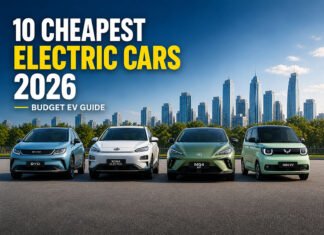 10 Cheapest Electric Cars to Buy in 2026 (Smart Buyer’s Guide) Cheapest electric cars 2026 lineup with left aligned headline and safe spacing for thumbnail cropping