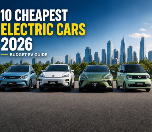 10 Cheapest Electric Cars to Buy in 2026 (Smart Buyer’s Guide) Cheapest electric cars 2026 lineup with left aligned headline and safe spacing for thumbnail cropping