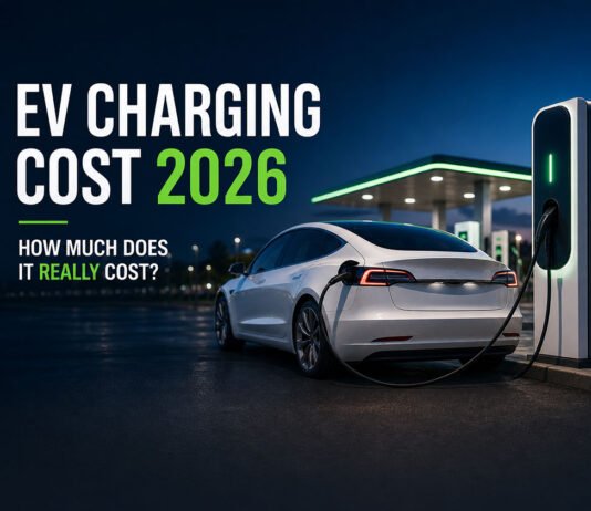 How Much Does It Cost to Charge an Electric Car in 2026? (Real-World Cost Guide) EV charging cost 2026 comparison showing home and public charging setup