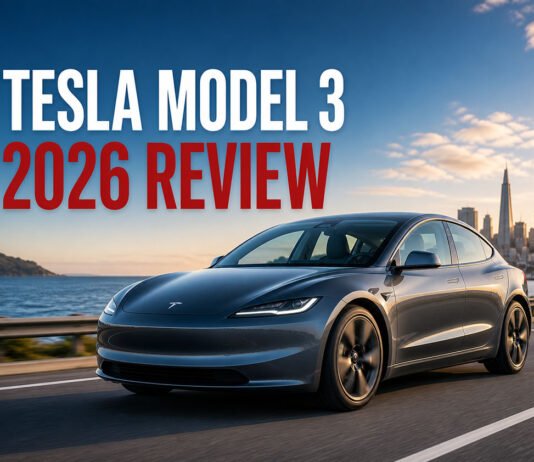Tesla Model 3 2026 Review: Is It Still the Best EV? Tesla Model 3 2026 review featured image showing electric car driving on coastal road