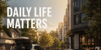 Tesla Model Y vs Volvo EX30: Which EV Fits Daily Life Better in 2026? Editorial illustration comparing practical family-focused EV ownership and premium urban EV living